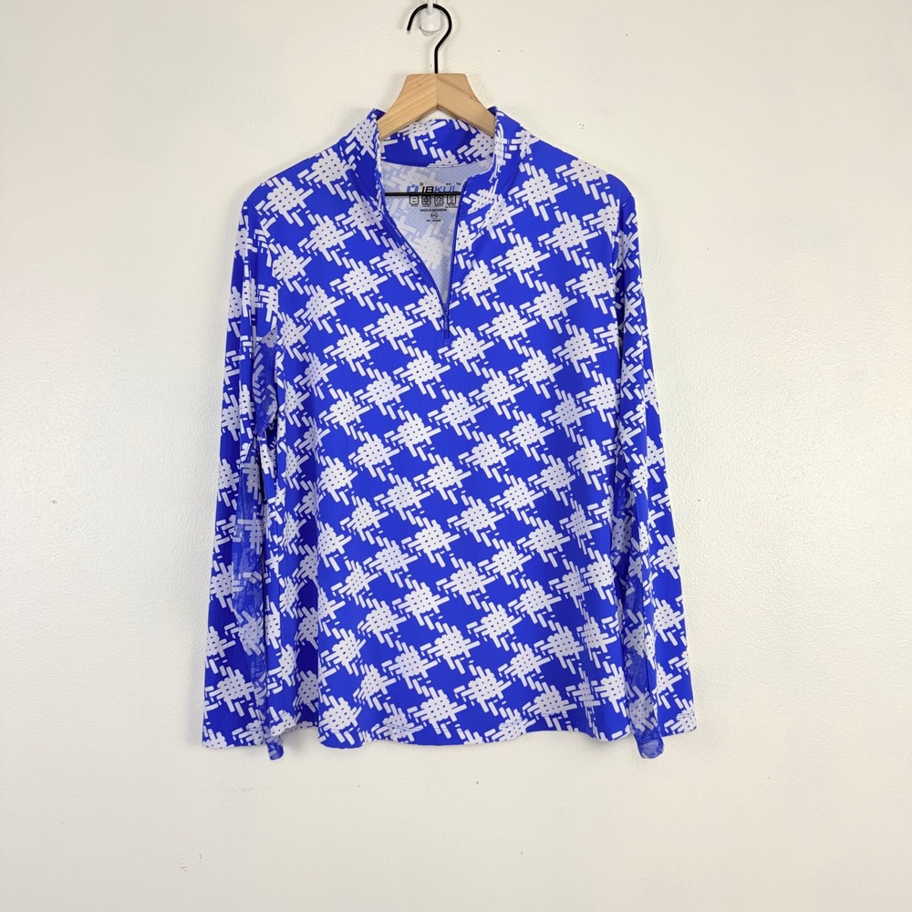 IBKUL Golf Quarter Zip Pullover Women XXL Blue Performance Shirt UPF 50+ Sports